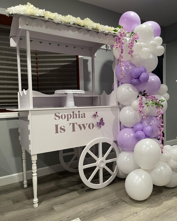 Large White Candy Cart rental